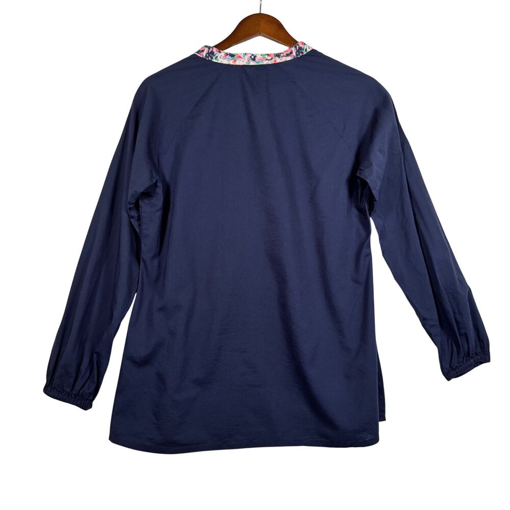 Magnolia Lane Women’s S Masters Golf Popover Navy Floral Trim Lightweight EUC - Picture 5 of 9